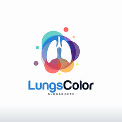 Sticker - colorful lungs logo vector, health lungs logo designs template, design concept, logo, logotype eleme