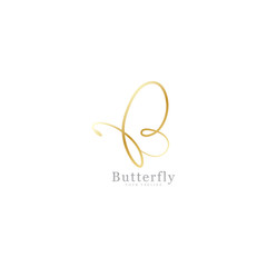 Wall Mural - Gold butterfly signature simple design