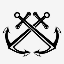 Crossed Nautical Anchors Icon. Vector Illustration.