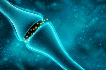 Wall Mural - synapse and neuron cells sending electrical chemical signals. 3d rendering