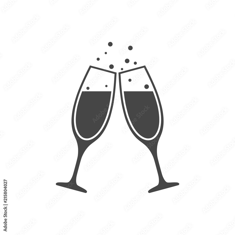 Champagne glass icon, Champagne Toast Icon - Illustration - obrazy, fototapety, plakaty 