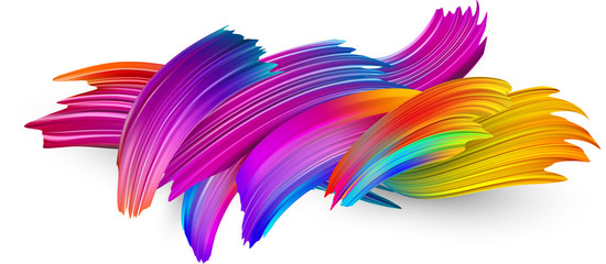 Wall Mural - Colorful abstract brush strokes on white background.