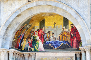 Details of Saint Marks Basilica, Mosaic Fragments of  Doge's Palace in Venice Italy