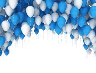 Canvas Print - Blue and white party balloons isolated on white background