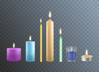 Poster - Realistic Detailed 3d Candles Set. Vector