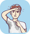 Man Symptom Excessive Sweating Illustration