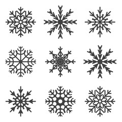 Wall Mural - set of snowflake icons. vector on white background.
