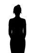 silhouette of young unknown woman on a white isolated background