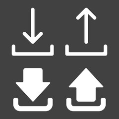 Wall Mural - download and upload icon set - simple flat design isolated on grey background