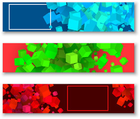 Wall Mural - Abstract banners with color geometric 3d cubes pattern.