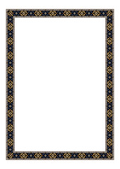 Wall Mural - Rectangular frame with geometric, Georgian ethnic pattern. Traditional colors, embroidery style. On A3 artboard.