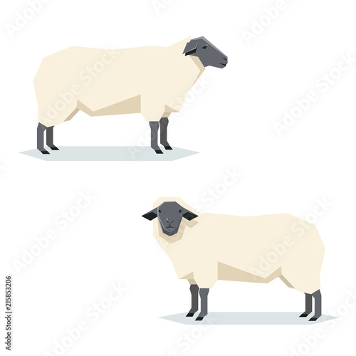 Fotomural Flat geometric Suffolk sheep