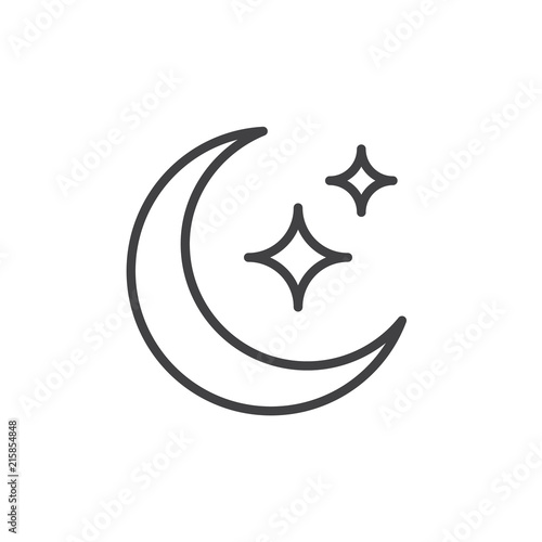 Moon and Stars outline icon. linear style sign for mobile concept and