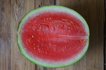 Watermelon on wooden table