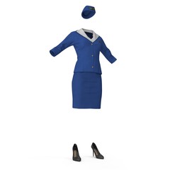 Wall Mural - Airline Stewardess Uniform on white. 3D illustration