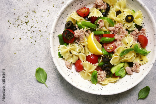 Pasta Salad With Tuna And Vegetables Cherry Tomato Cucumber