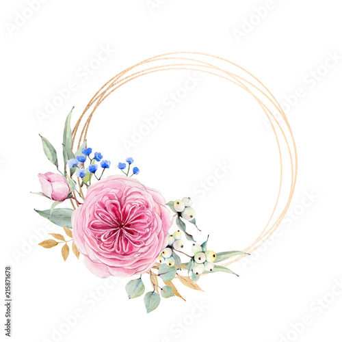 watercolor flower circle frame. - Buy this stock ...