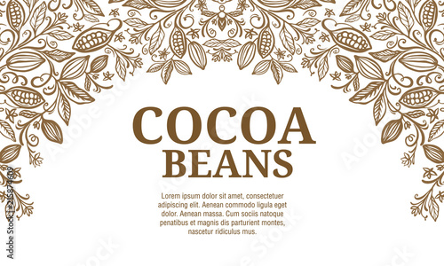 Fotografía Cacao beans plant, Vector exotic cacao plants