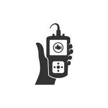 Car Diagnostic Icons In Black And White. Automotive Vehicle Maintenance Instrument. Vector Illustrations.