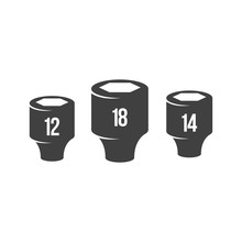 Socket Wrench Icons In Black And White. Automotive Vehicle Maintenance Service. Vector Illustrations.