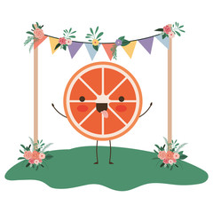 Wall Mural - cute orange in the garden kawaii character vector illustration design