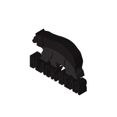 Wall Mural - black bear isometric right top view 3D icon