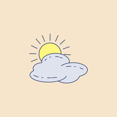 Wall Mural - sun behind clouds field outline icon. element of outdoor recreation icon for mobile concept and web 