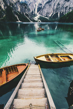 Boat At The Braies Lake, Dolomites