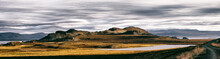Icelandic Landscape Panorama on Sunny Autumn Day