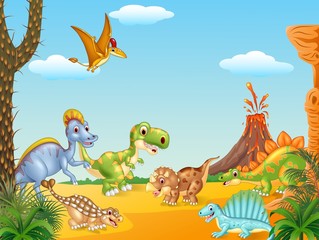 Plakat zwierzę tyranozaur pejzaż