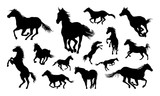 Fototapeta Konie - Horses silhouette set vector illustration, Collection of Horse silhouette