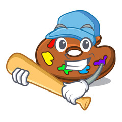 Wall Mural - Playing baseball palette character cartoon style