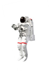 Poster - Astronaut in spacesuit close up isolated on white background. Spaceman in outer space. Elements of this image furnished by NASA