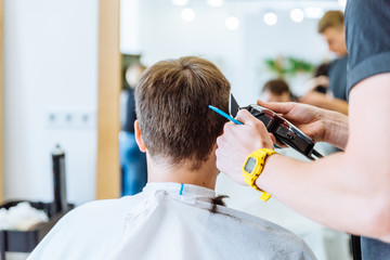 man at professional barbershop