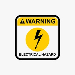 Electrical hazard icon warning yellow sign vector design