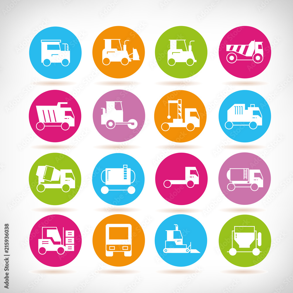 truck icons, heavy equipment icons Stock Vector | Adobe Stock