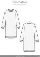 Wall Mural - SWEATSHIRTS DRESS fashion flat technical drawing template