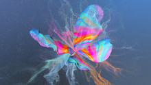 Abstract Multi Colored Background With Particles Paint At Butterfly Shape.