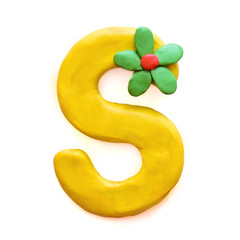 The letter S of the English alphabet from plasticine