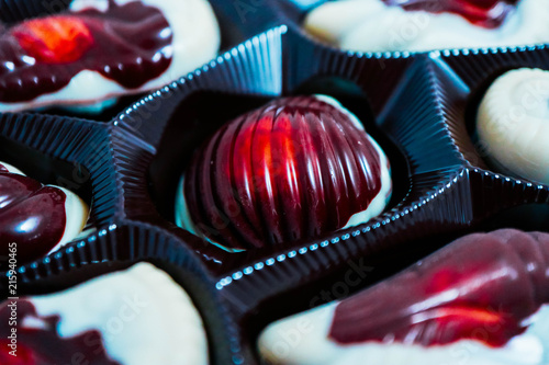 A Set Of Delicious Marine Belgian Chocolate Praline Candies In A Box Seashell Sea Horse Shrimp Shapes Stock Photo Adobe Stock