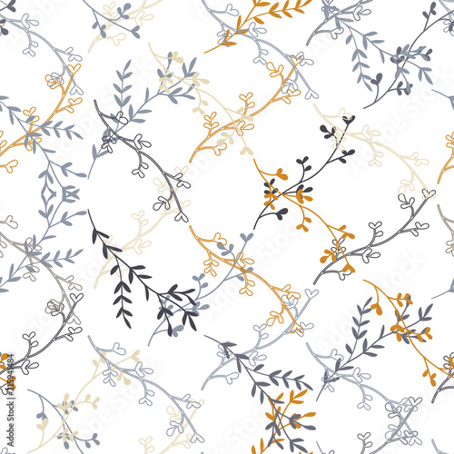 Naklejka - mata magnetyczna na lodówkę Modern vector seamless pattern with hand drawn leaves.