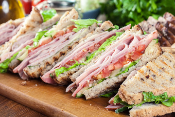 Sticker - Sandwiches with ham, cheese, tomatoes, lettuce and cucumber