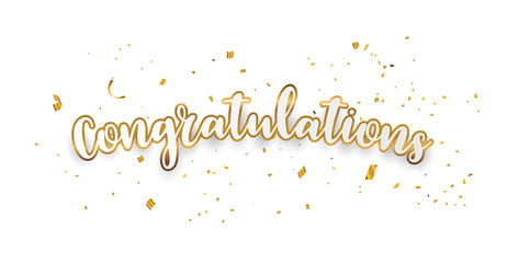 Wall Mural - congratulations gold celebration background with confetti.