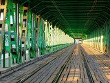Fototapeta Most - View at Rails Road over the Gdanski Bridge, Tramway bridge  Warsaw, Poland