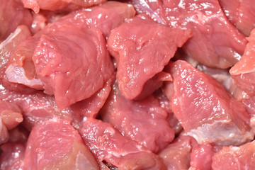 Beautiful and fresh sliced lamb meat. Raw mutton meat. Close-up