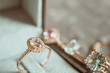 luxury diamond ring in jewelry box vintage style
