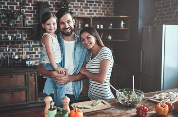 Wall Mural - Family on kitchen