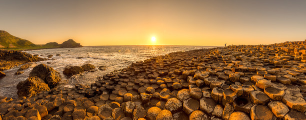 Wall Mural - Giants causeway sunset panoramic shot