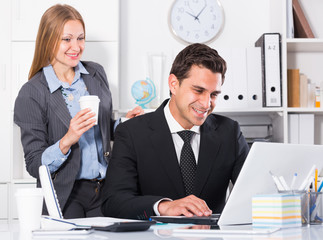 business team working with computer