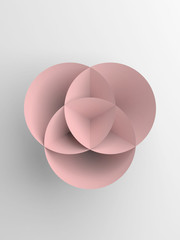 Wall Mural - abstract pink paper shape over white